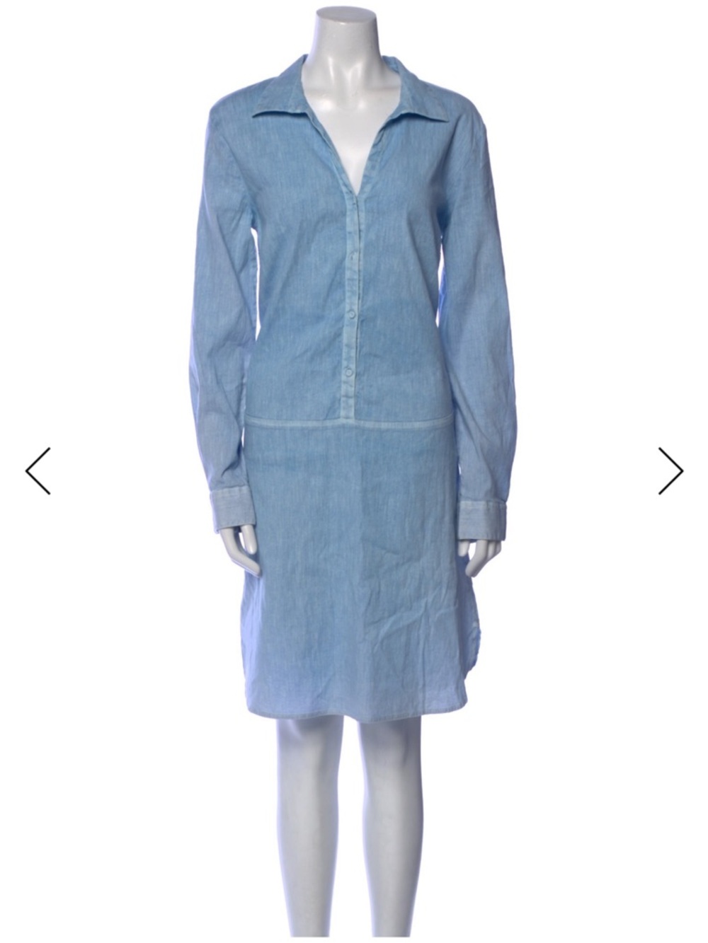 120% Lino Linen Knee-Length Dress. Blue Size 48. EUC